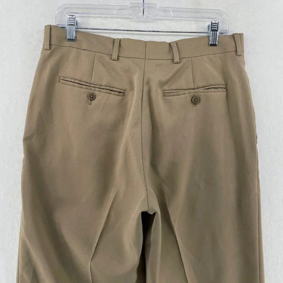 Stafford Pants Men's 32X32 Khaki Brown Classic Fit Straight Highrise Dress Pants - Picture 8 of 12